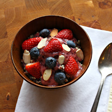 Berry quinoa porridge in a bowl