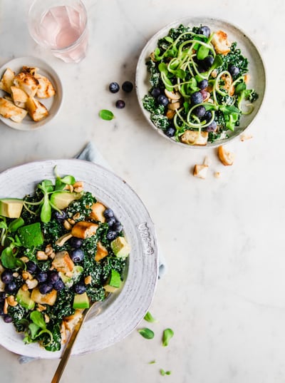 KALE CAESAR WITH BLUEBERRIES