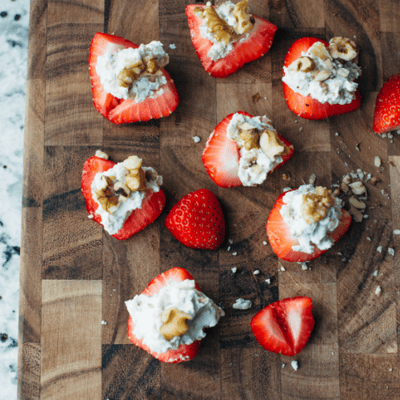 strawberries stuffed with blue cheese and walnuts