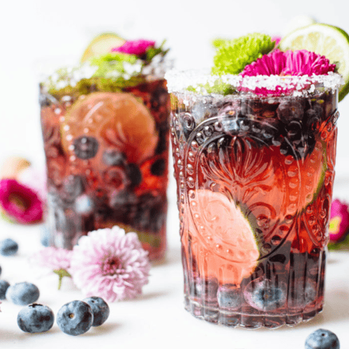 blueberry rose and tequila punch 