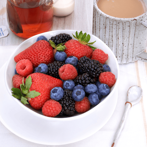 a bowl of mixed berries
