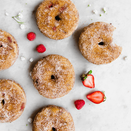 donuts with a cinnamon sugar topping 