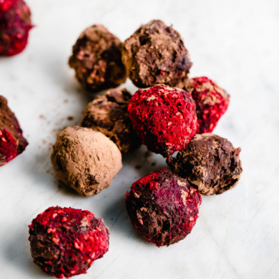 chocolate and raspberry fudge bites