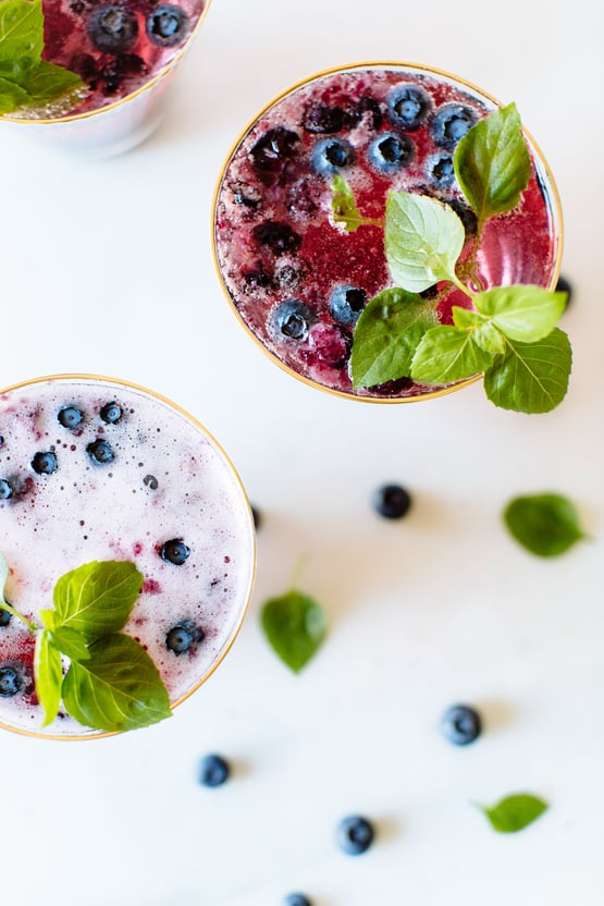 top view of a blueberry basil bellini 