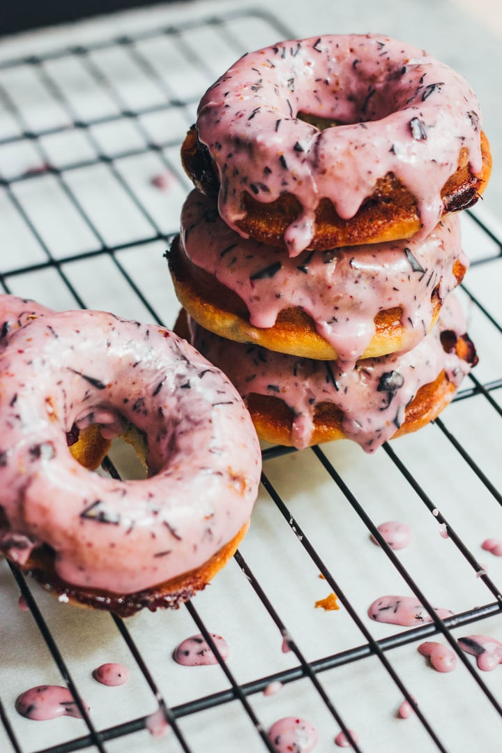 stack of blueberry donuts