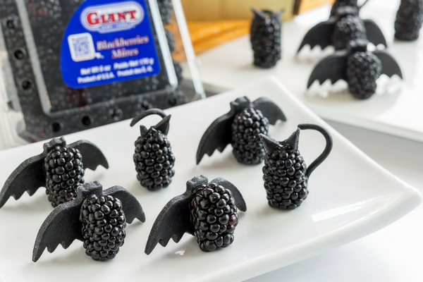 blackberries with wings on them to look like bats