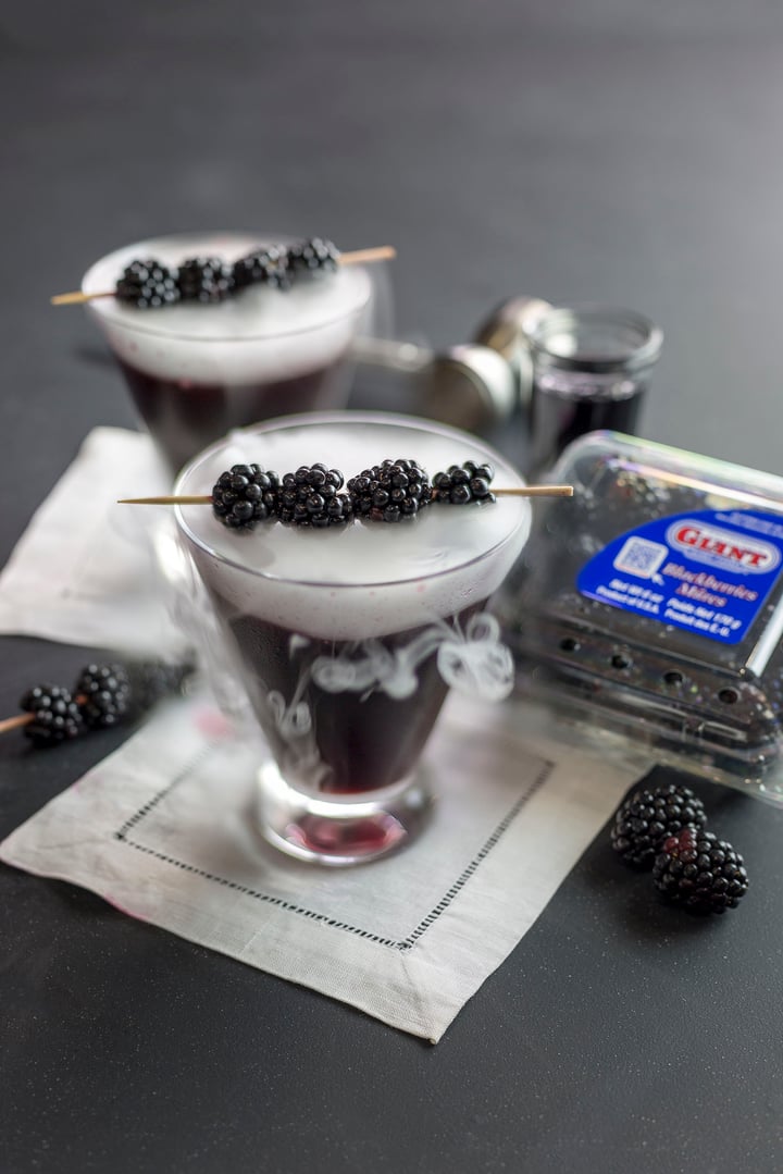 blackberry cocktail with dry ice
