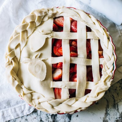 strawberry pie with braided pie crust