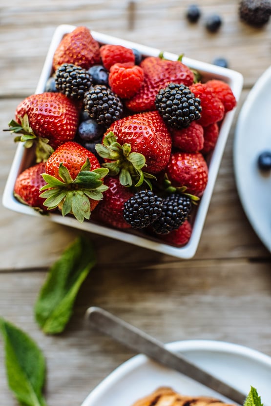 clamshell of berries