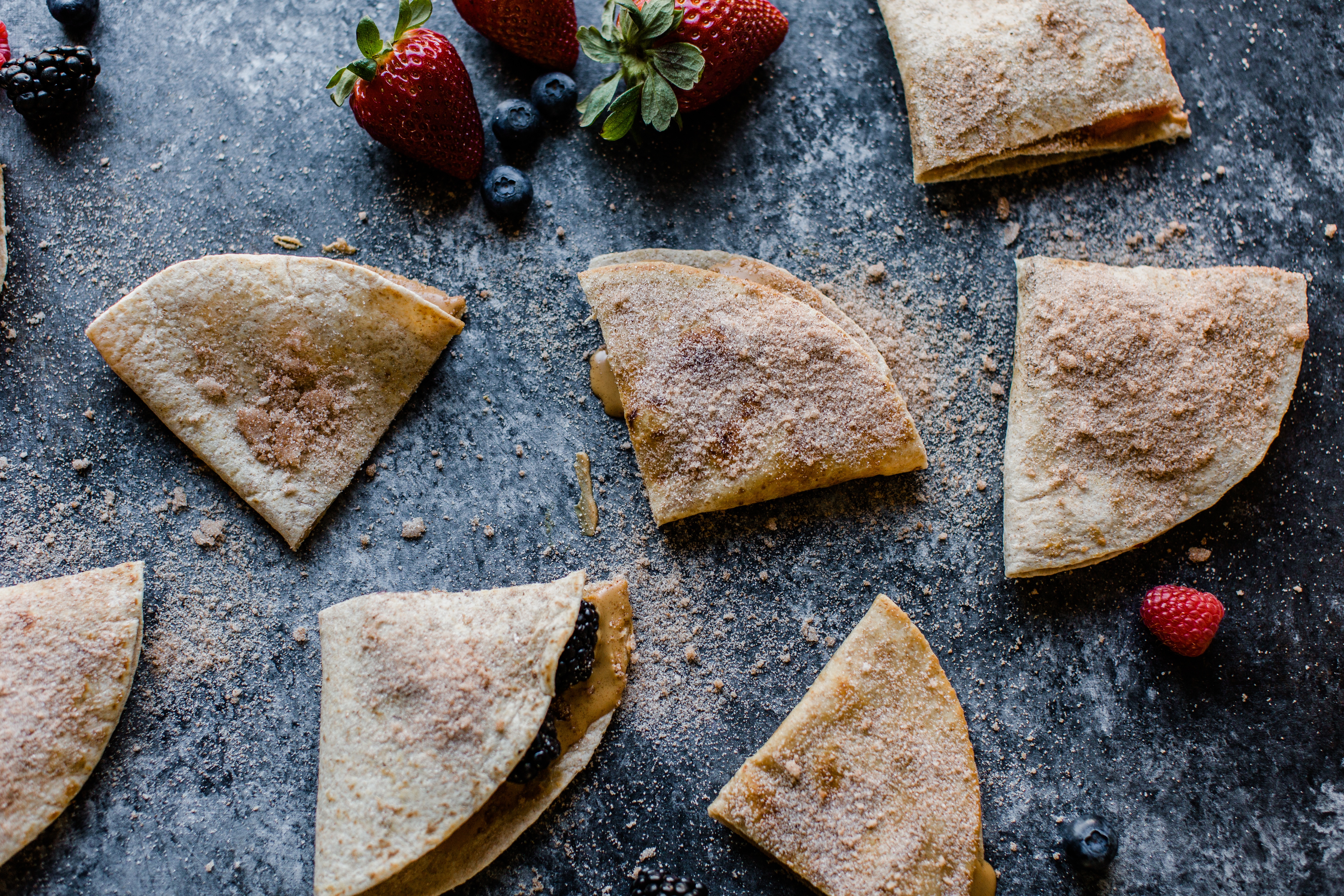 cinnamon sugar quesadillas filled with berries