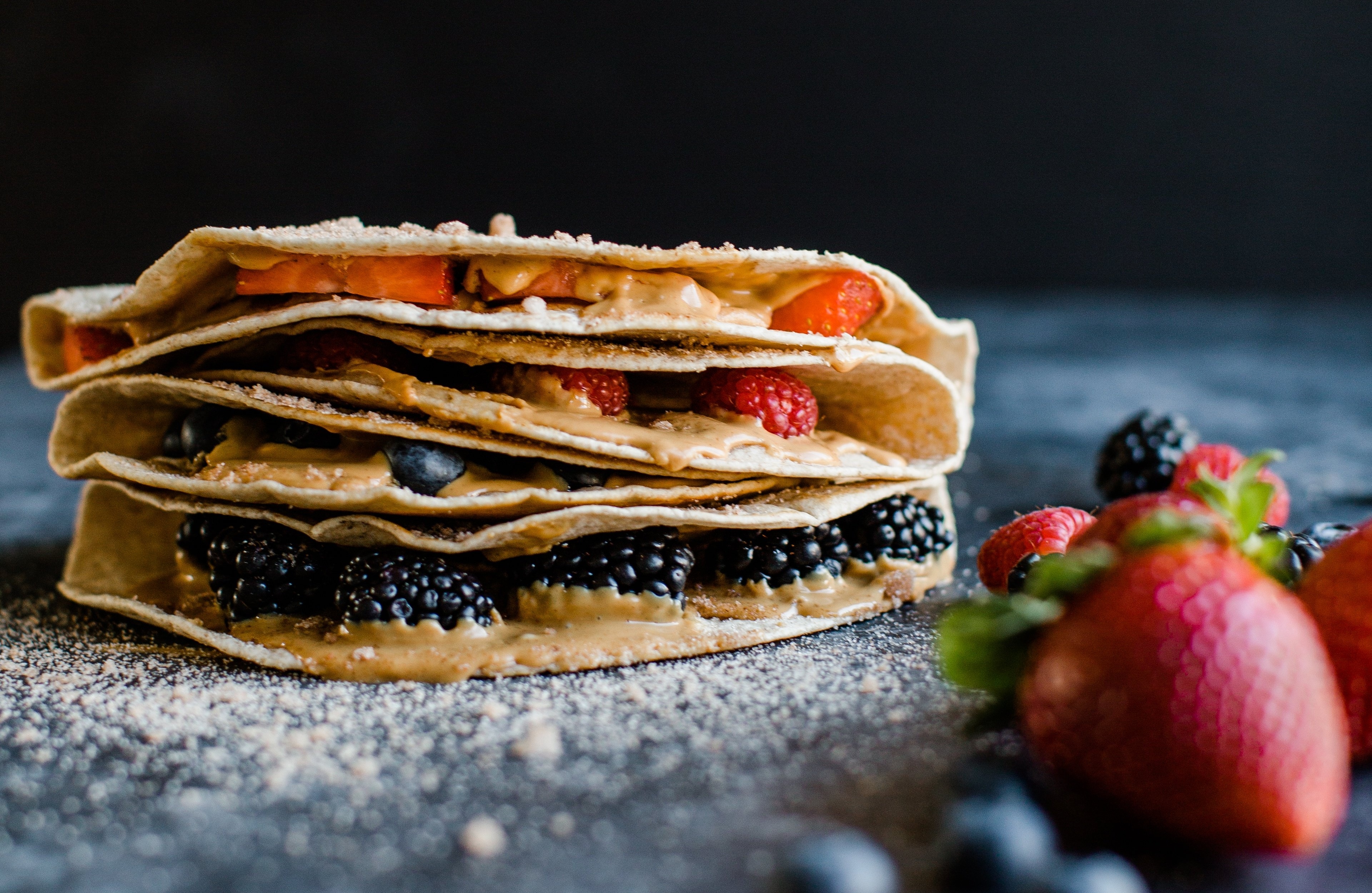 cinnamon sugar quesadillas filled with berries