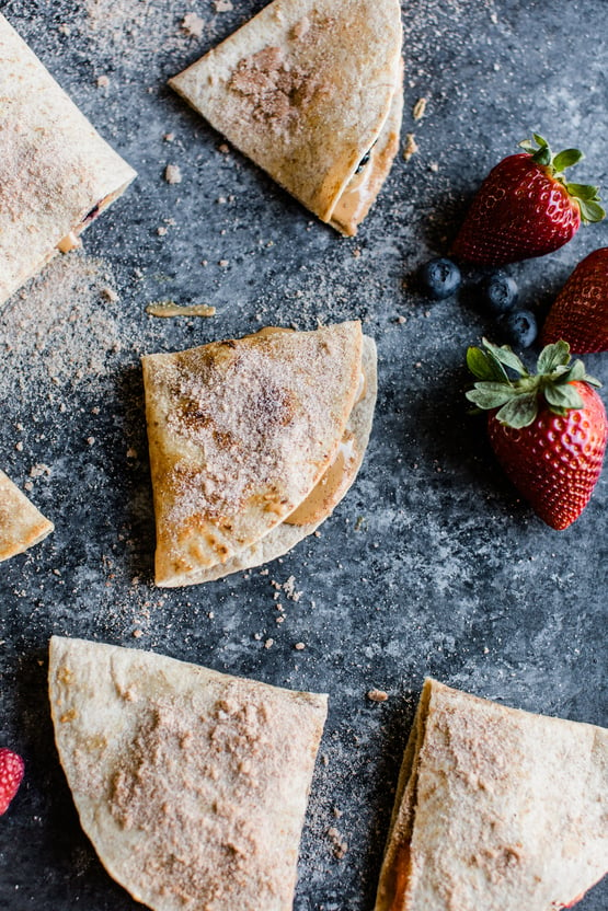 cinnamon sugar quesadillas filled with berries